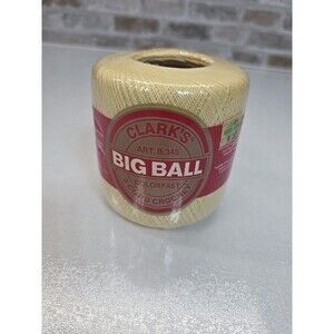 Clark's Big Ball 3-Cord Crochet Thread Color 42 Cream Size 20 400 Yards --READ